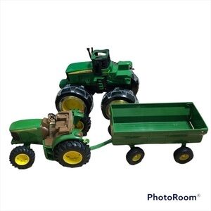 John Deere Toy Lot Monster Treads Deluxe Lightning Wheels Tractor & Trailer